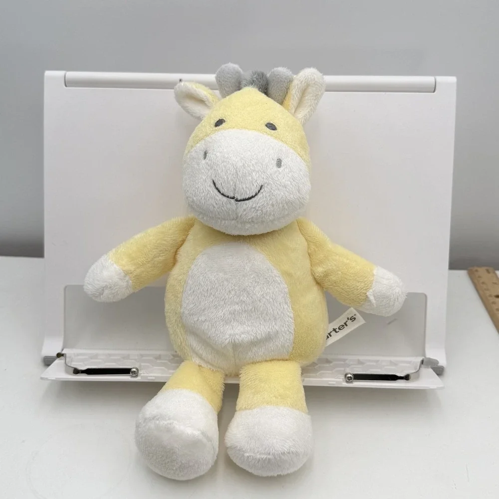 Carters Yellow White Gray Plush Giraffe Soft Stuffed Baby Toy Lightly Weighted